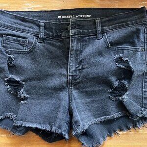 COOL + CASUAL – Old Navy Boyfriend Black Distressed Denim Shorts | Size 8
